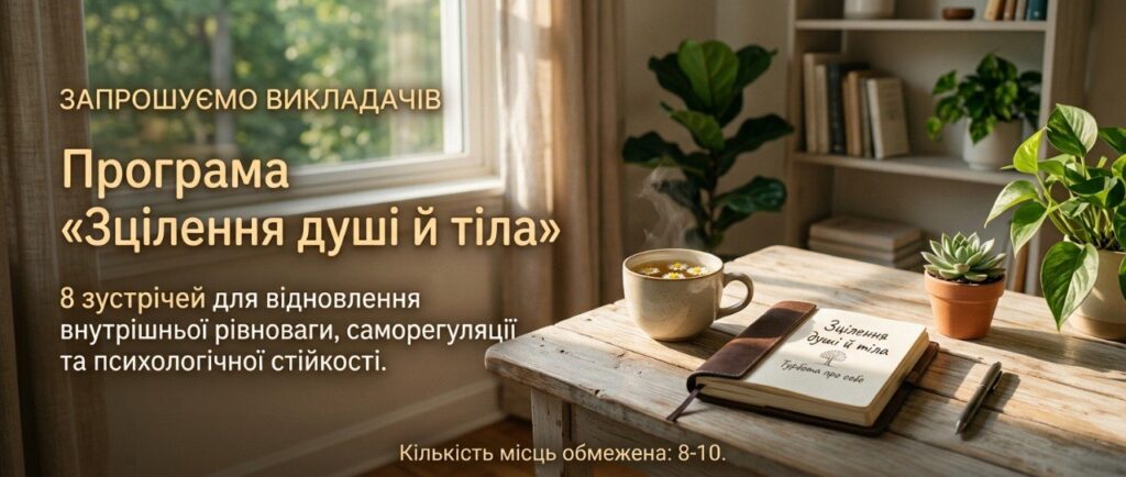Запрошуємо викладачів до участі у програмі «Зцілення душі й тіла»